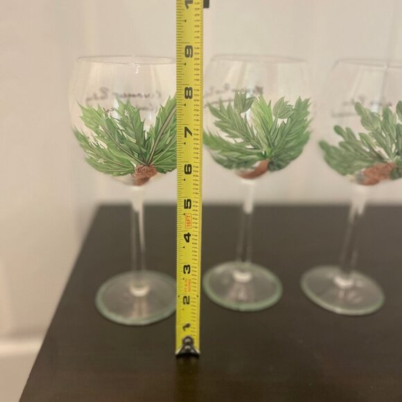 VINTAGE HAND PAINT WINE GLASSES PALM TREES VERSATILE DRINKS FUN STYLE TROPICAL - Picture 7 of 16